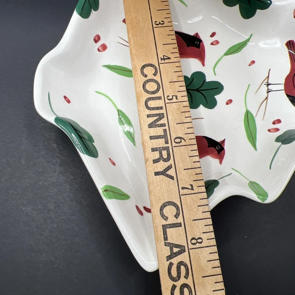 Studio Nova Holiday Cardinal Tree Shaped Serving Plate Red‎ Birds Christmas